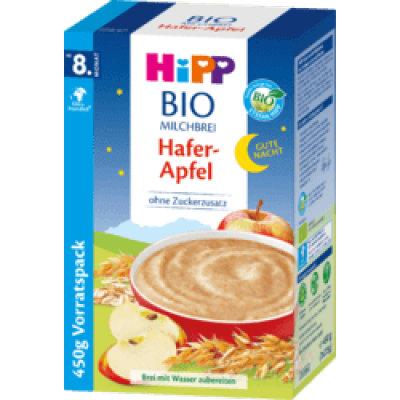 （59.98元/盒）喜宝HIPP有机燕麦苹果晚安米粉8个月450g*6盒