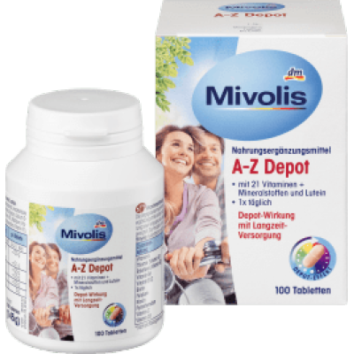 （41.3元/瓶）（50岁以下）Mivolis A-Z药房21种维生素+矿物质和叶黄素100粒*6瓶