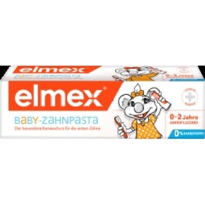 （28.98元/支）德国elmex含氟可食可吞咽防龋齿乳牙牙膏0-2岁×10支