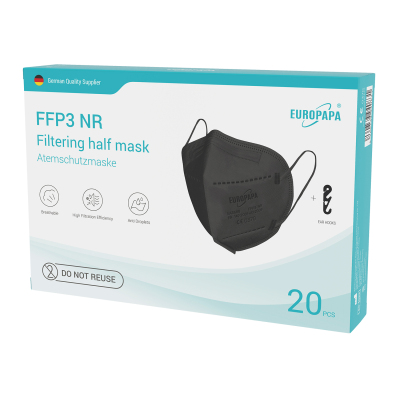 （55元/盒）（国内现货包邮）欧标FFP3医用防护口罩黑色20个单独包装/盒*2盒