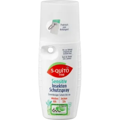 （42.98元/瓶）德国直邮最新日期S-quitofree防敏感驱蚊虫喷雾100ml*8瓶