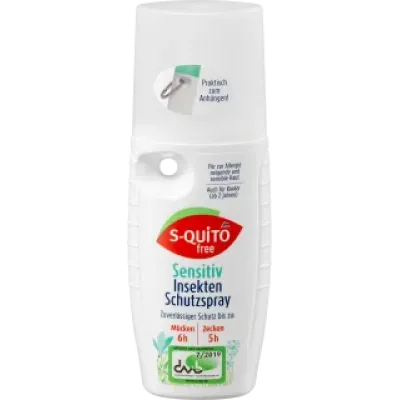 （43.98元/瓶）德国直邮最新日期S-quitofree防敏感驱蚊虫喷雾100ml*8瓶